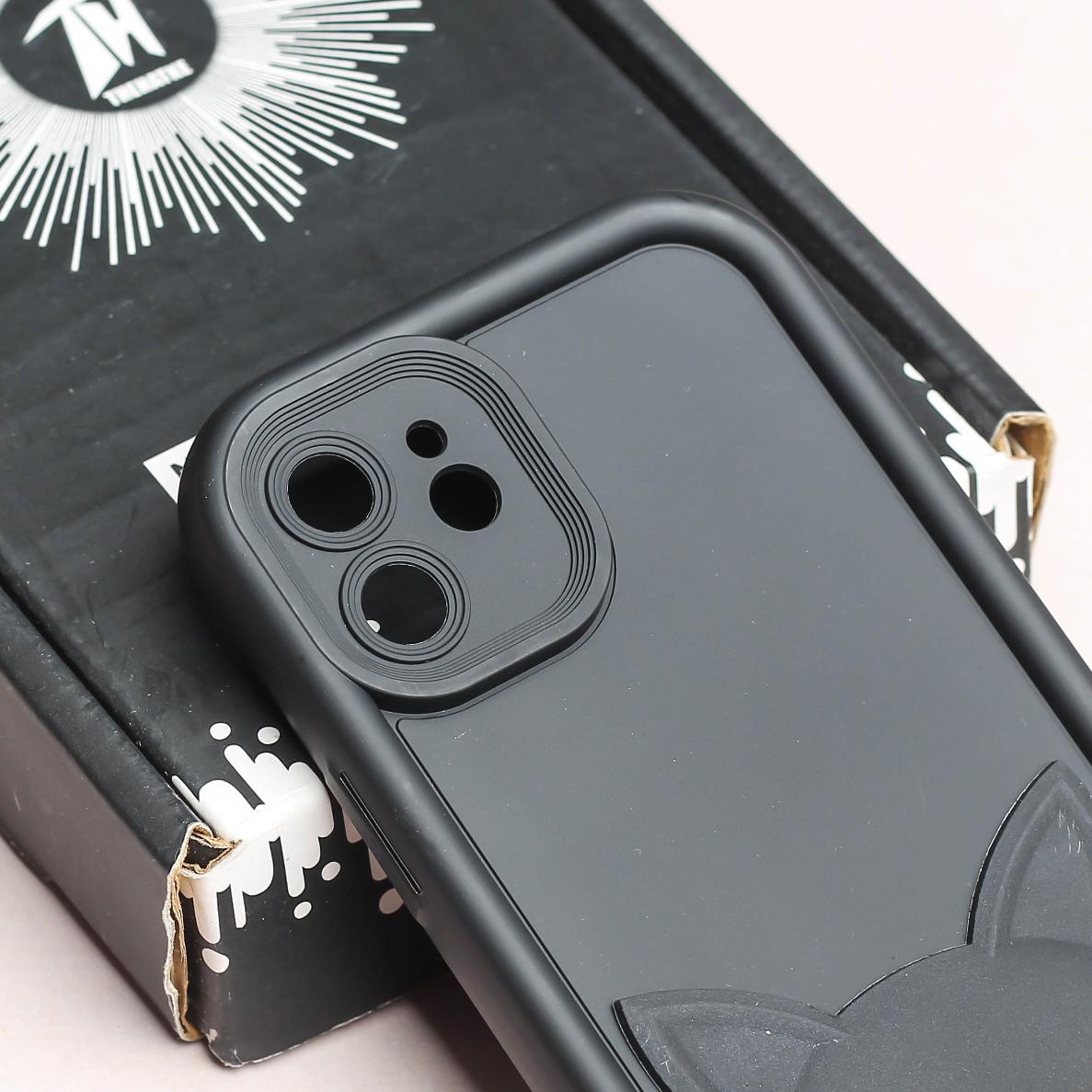 Black Cute Cat Silicone case for Apple iphone 12