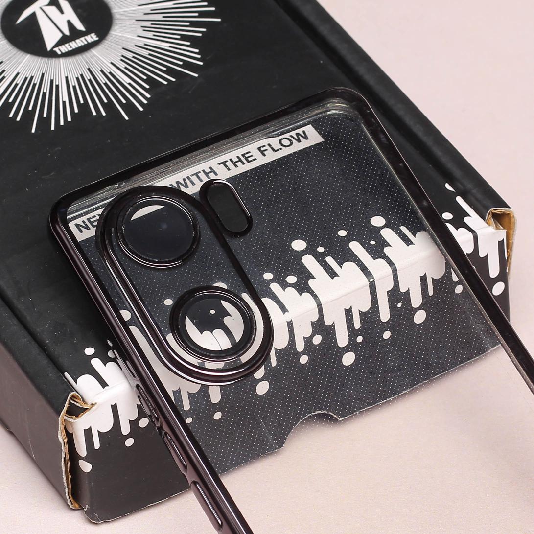 Black 6D Chrome Logo Cut Transparent Case for Vivo V29E