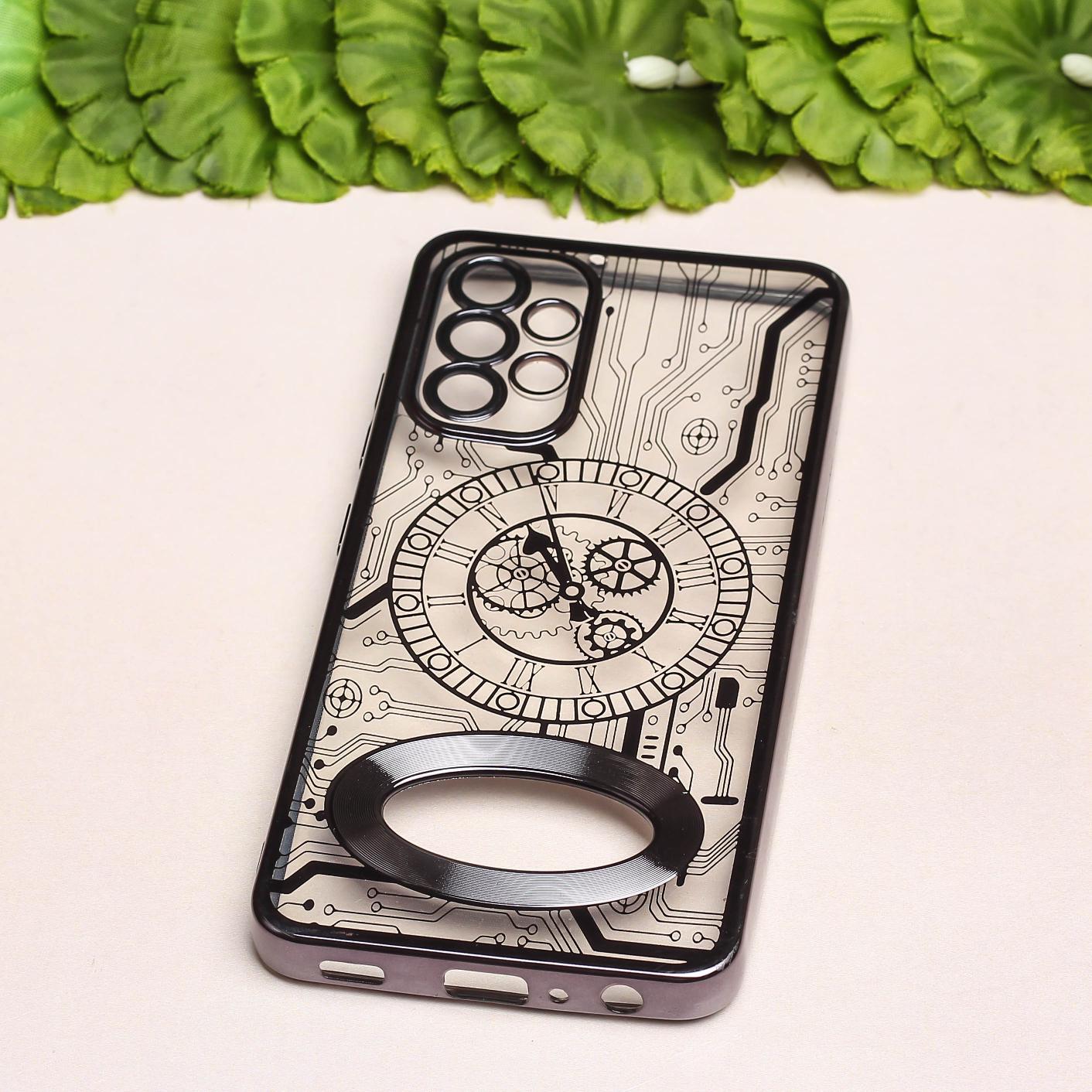 Black Watch Machine Logo Cut Transparent Case for Samsung A32 4g