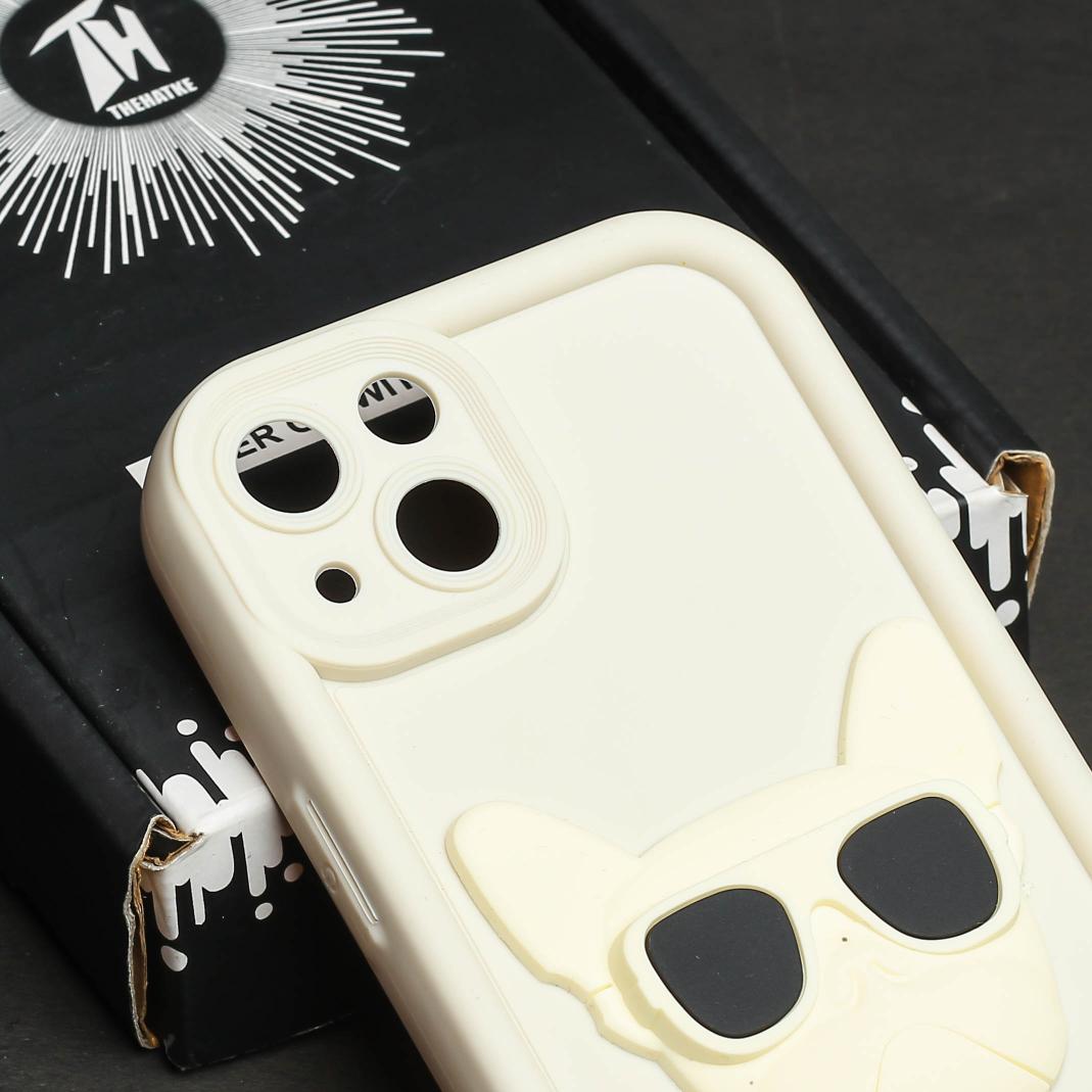 Cream SHOUNENN BULLDOG Silicone case for Apple iphone 14 Plus