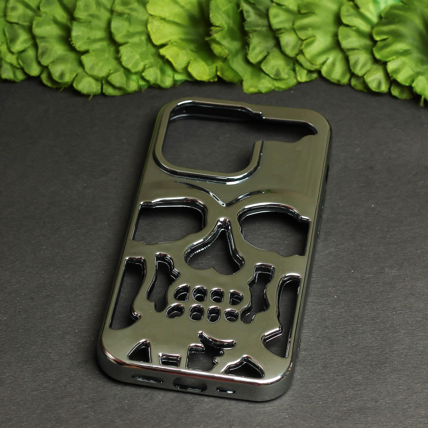 Silver Hollow Skull Design Silicone case for Apple iphone 14 Pro