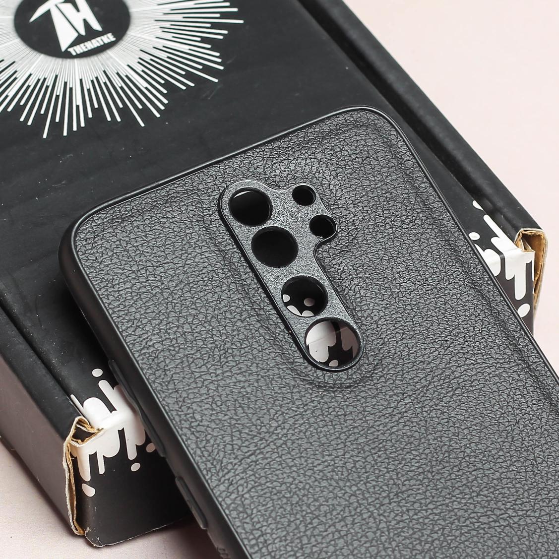 Raised Edges Black Leather Case for Redmi Note 8 Pro