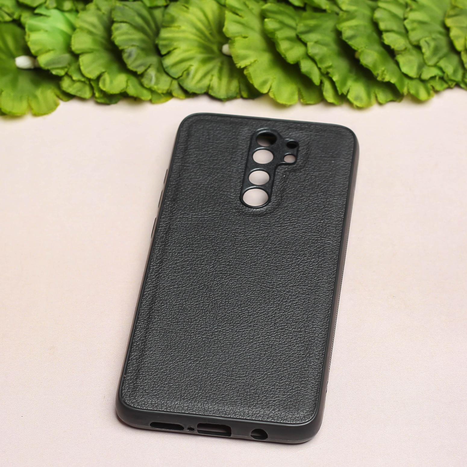 Raised Edges Black Leather Case for Redmi Note 8 Pro