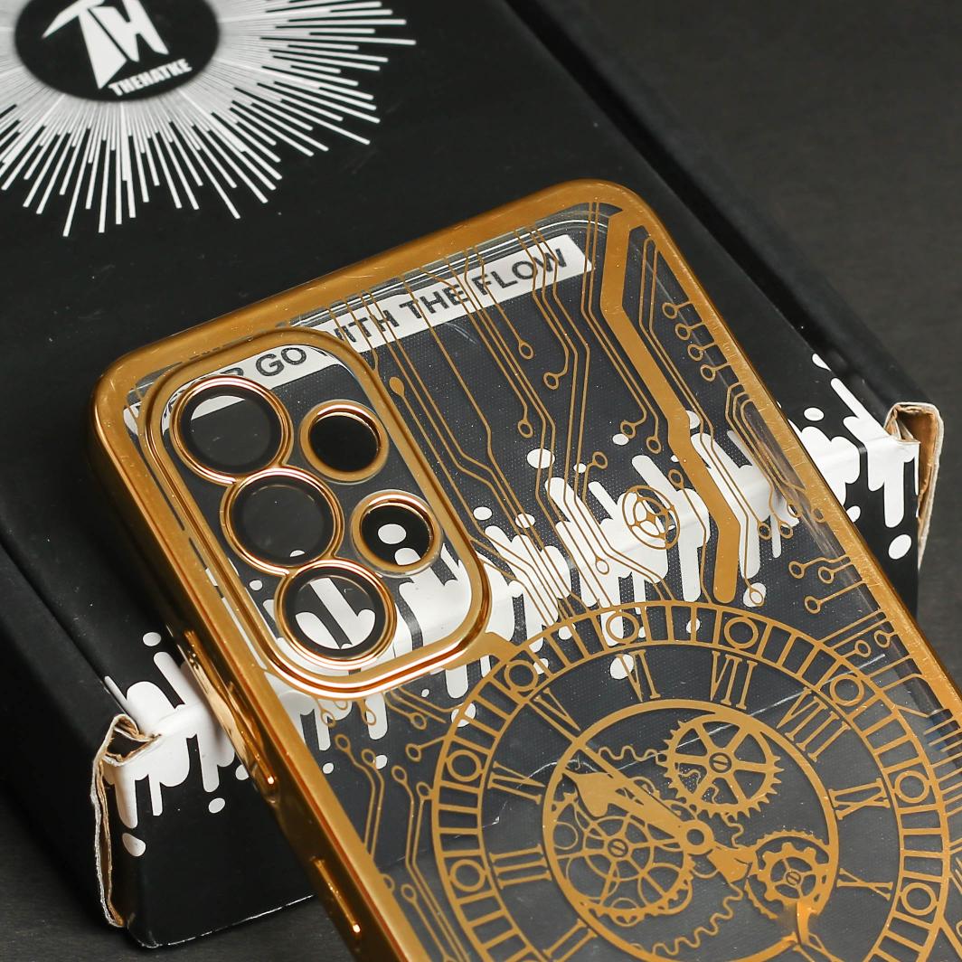 Gold Watch Machine Logo Cut Transparent Case for Samsung A32 4g