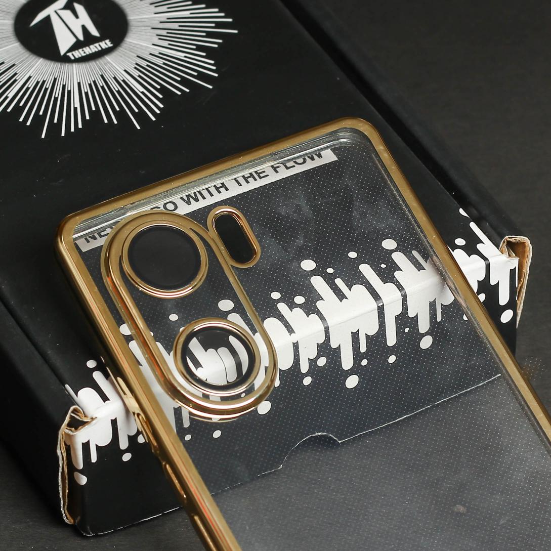 Golden 6D Chrome Logo Cut Transparent Case for Vivo V29E