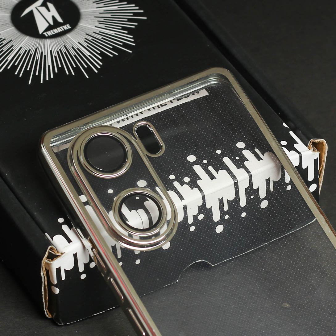 Silver 6D Chrome Logo Cut Transparent Case for Vivo V29E