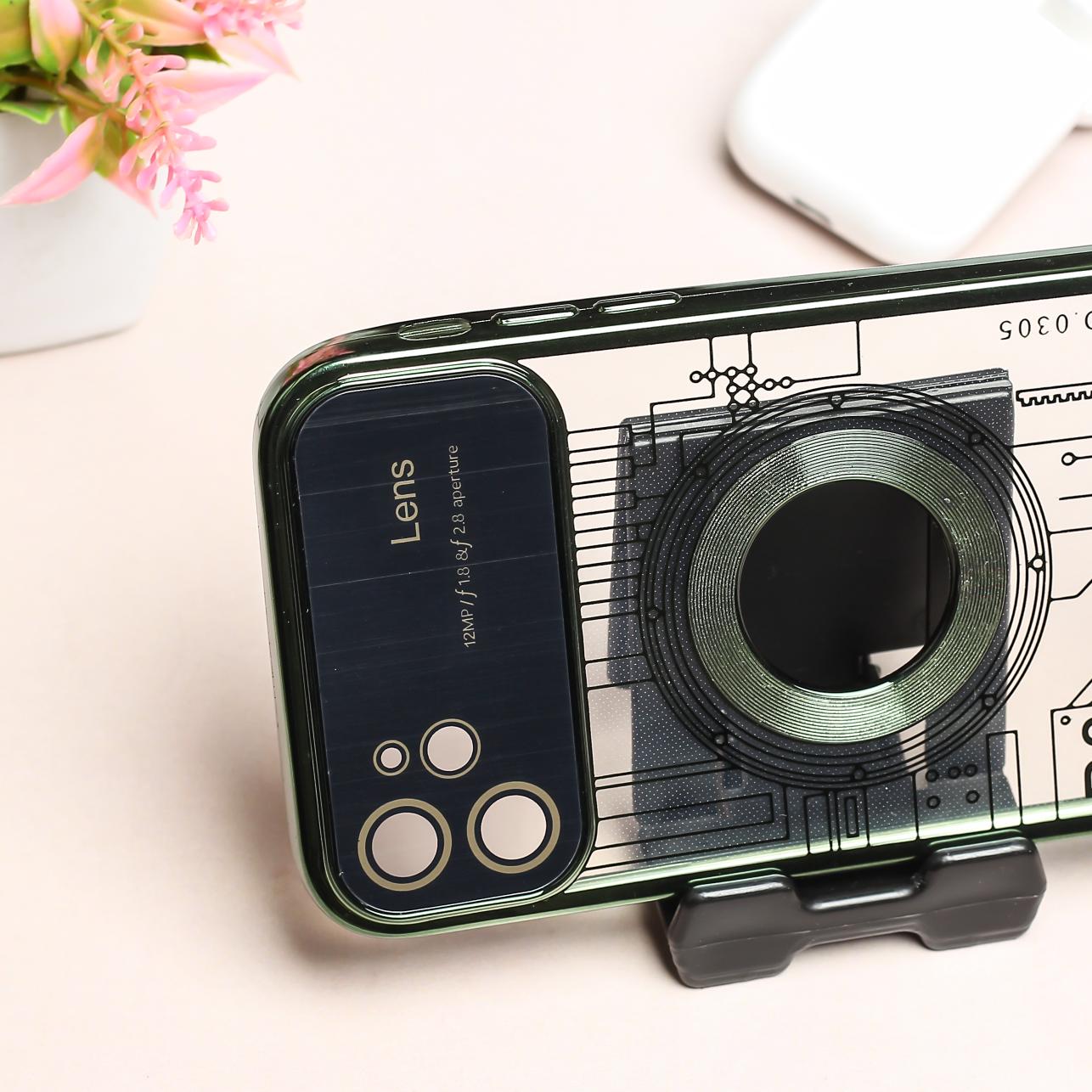 Green Watch Machine Logo Cut Transparent Case for Apple Iphone 11