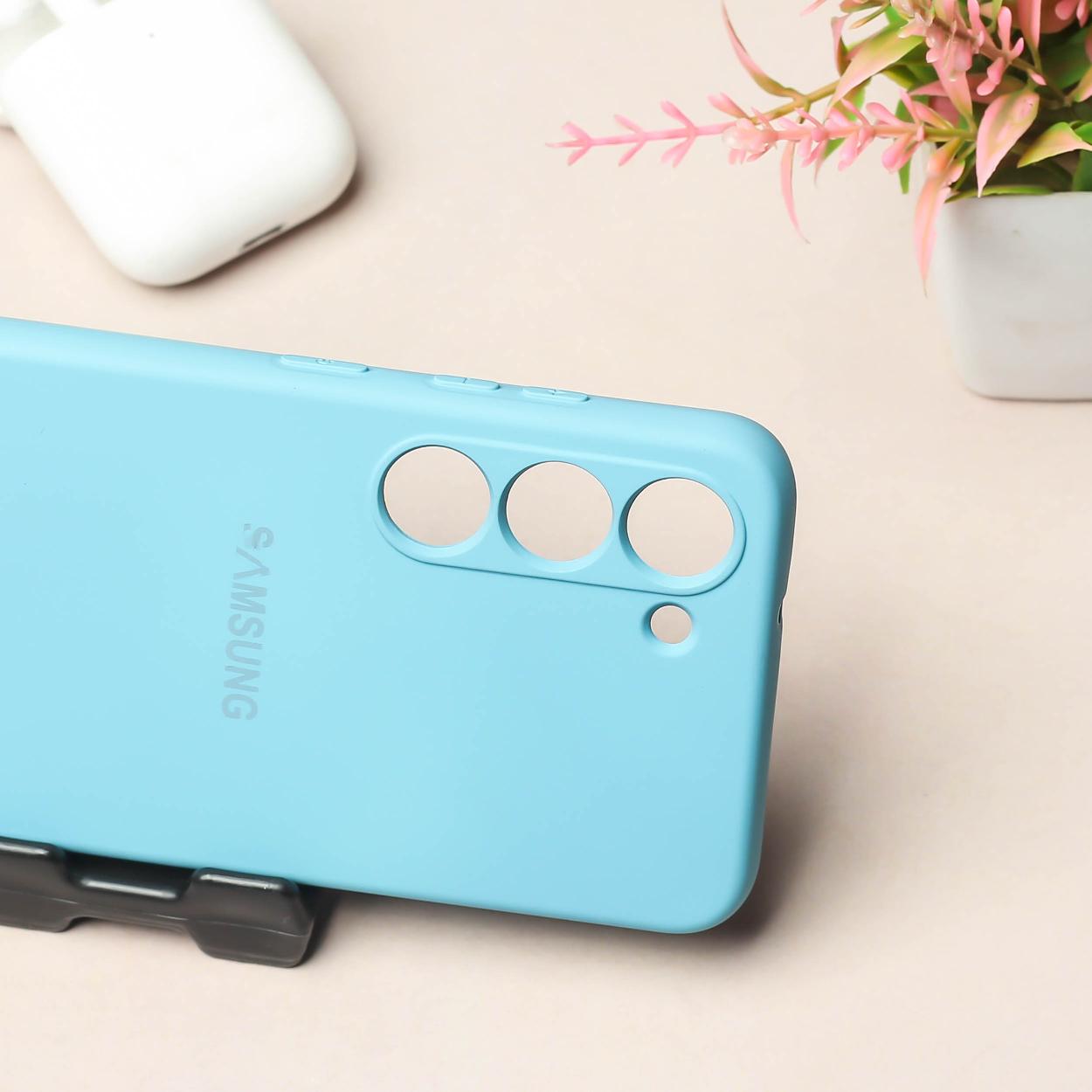 Light Blue Camera Original Silicone case for Samsung S21 FE
