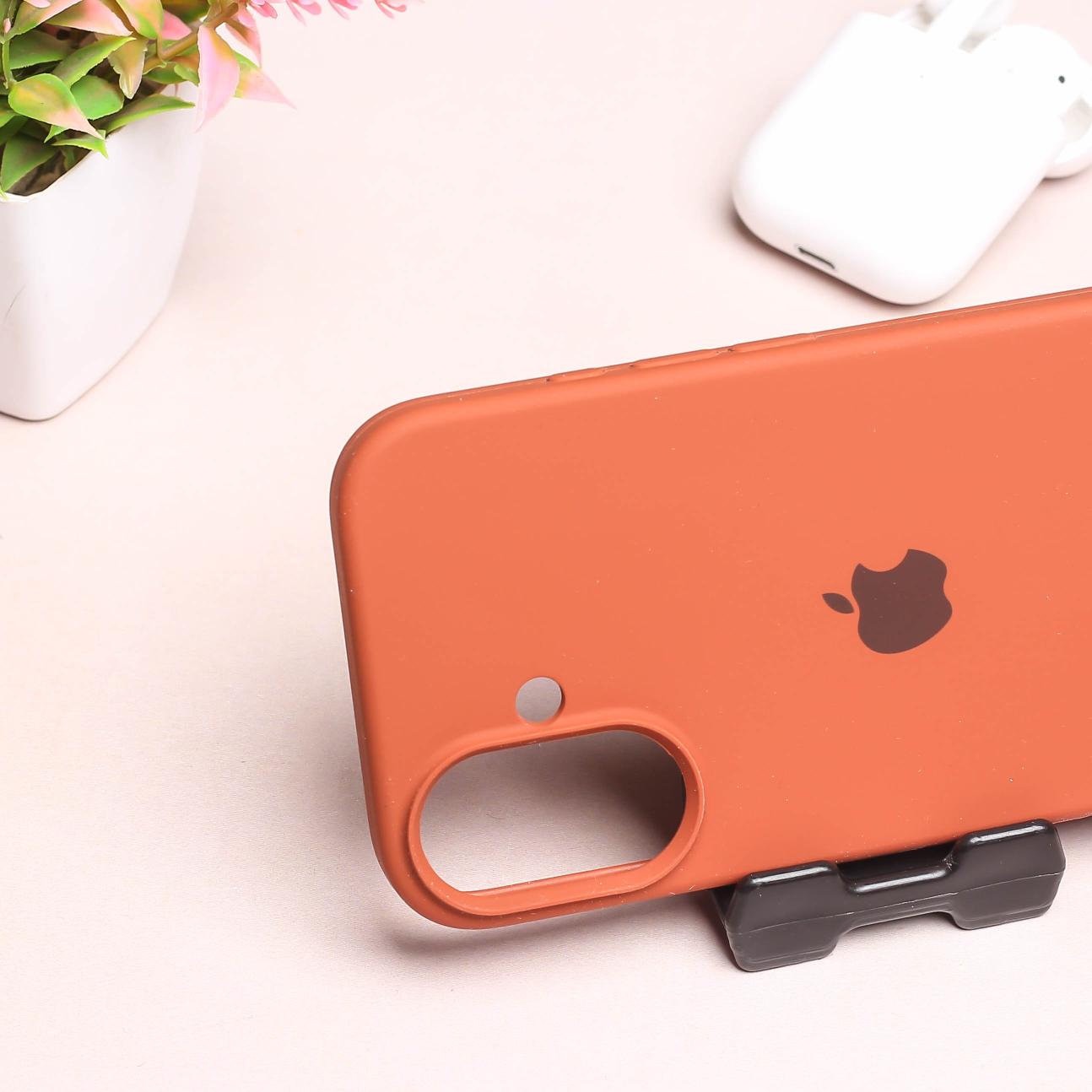 Brown Original Silicone case for Apple iphone 16 Plus