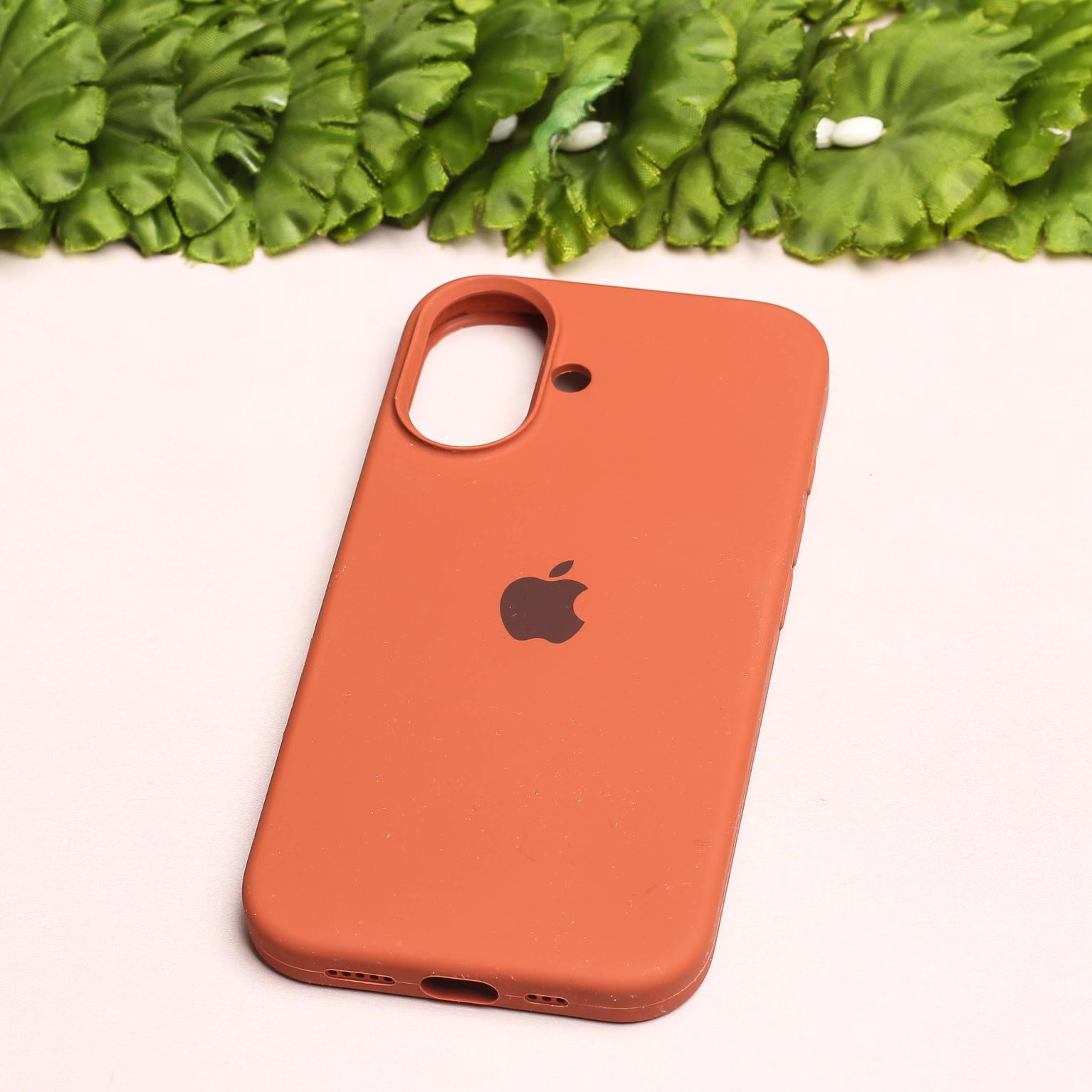 Brown Original Silicone case for Apple iphone 16 Plus