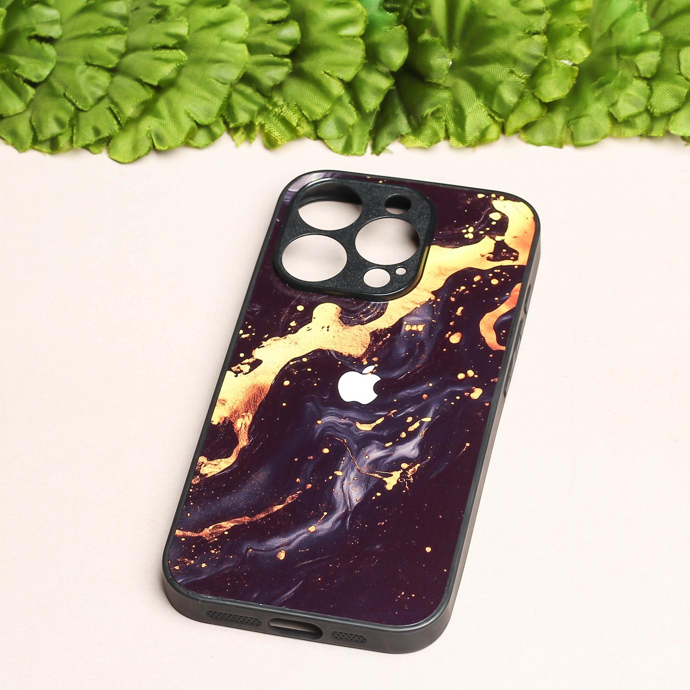 Black Gold Blaze metal back case for Apple Iphone 16 Pro