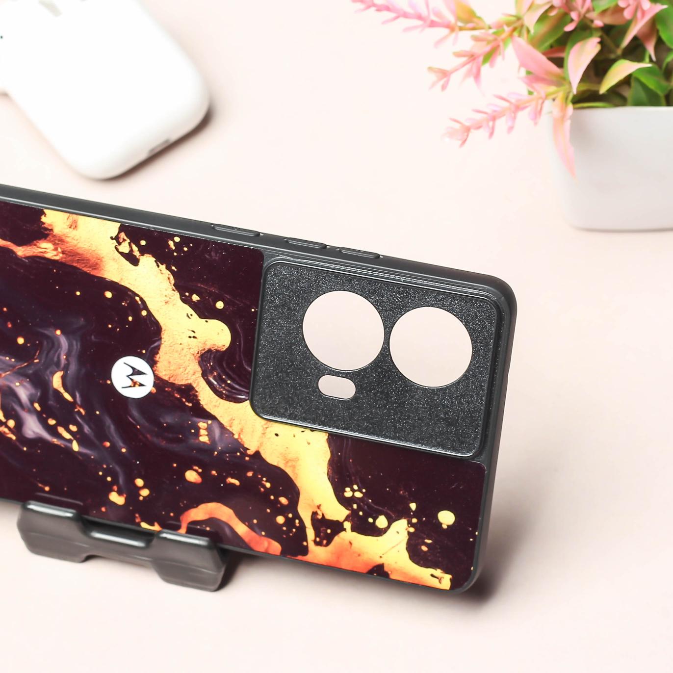 Black Gold Blaze metal back case for Moto G85