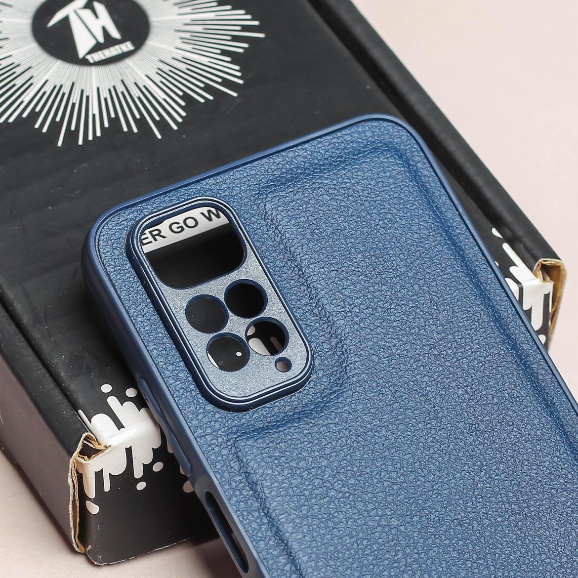 Raised Edges Dark Blue Leather Case for Redmi Note 11