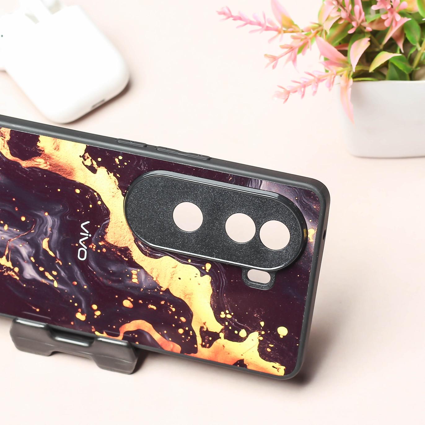 Black Gold Blaze metal back case for Vivo V40e