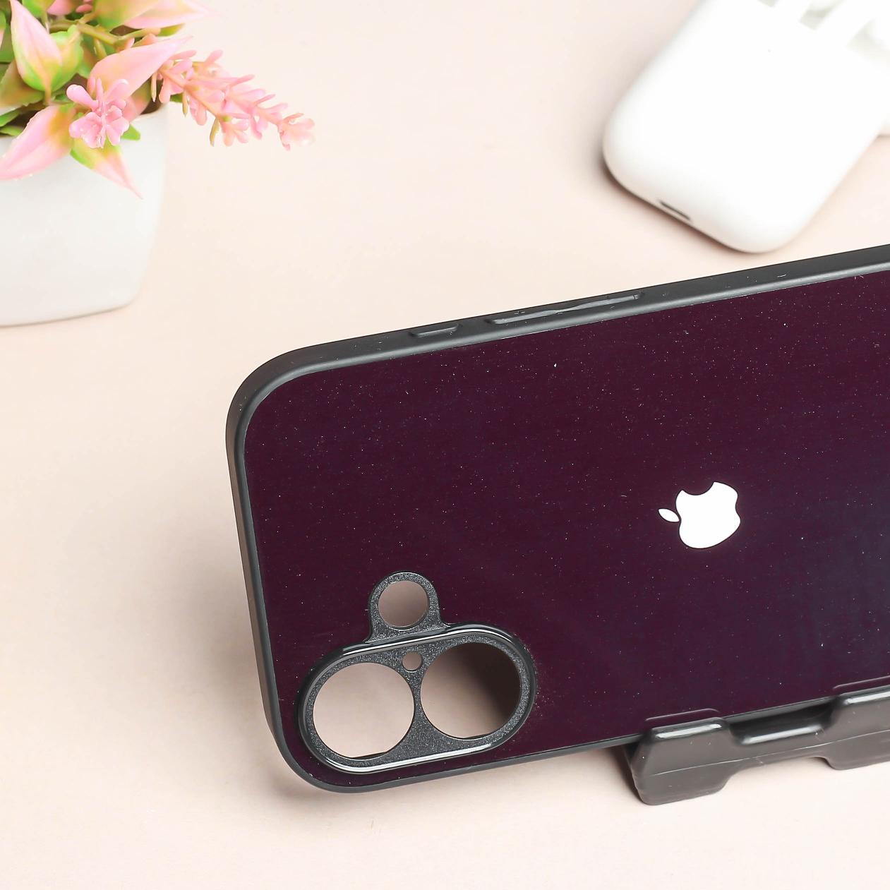 Black metal back case for Apple Iphone 16