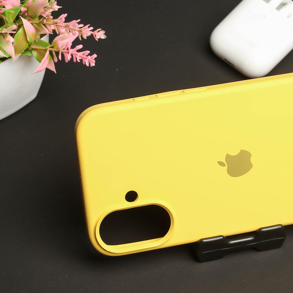Yellow Original Silicone case for Apple iphone 16 Plus