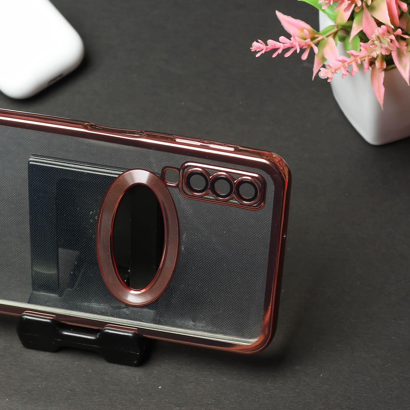 Pink 6D Logo Cut Transparent Case for Samsung A7 2018