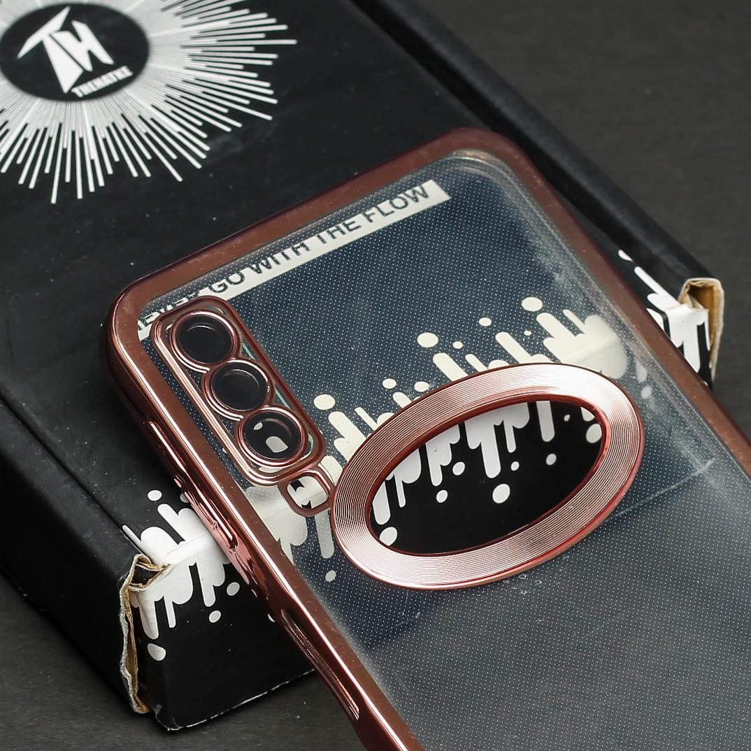 Pink 6D Logo Cut Transparent Case for Samsung A7 2018