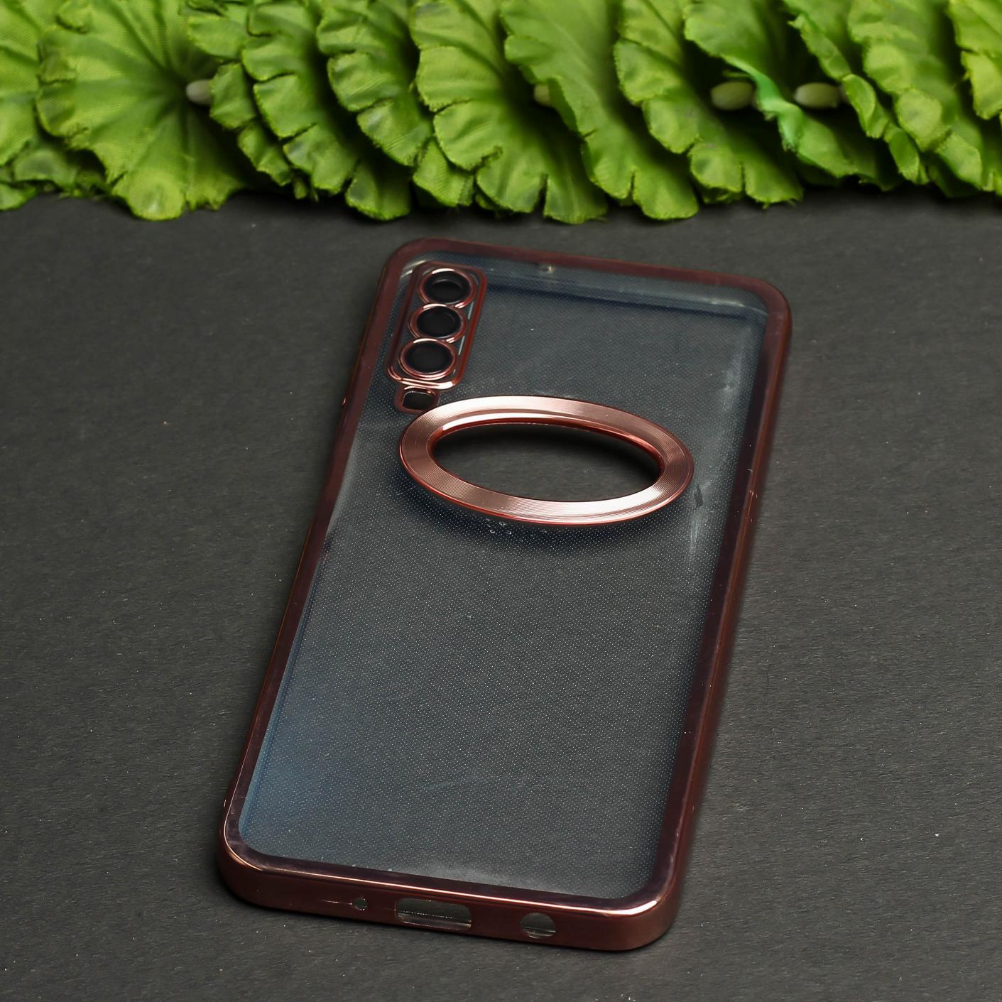 Pink 6D Logo Cut Transparent Case for Samsung A7 2018