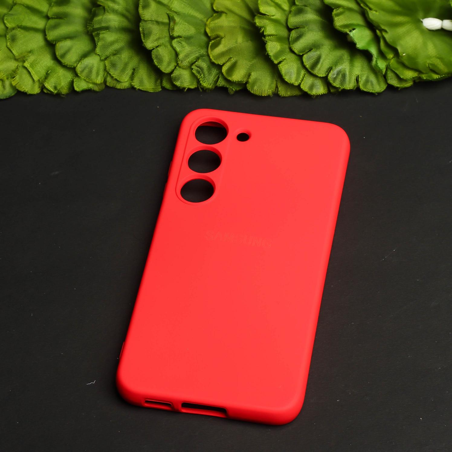 Red Original Camera Safe Silicone case for Samsung S21 FE