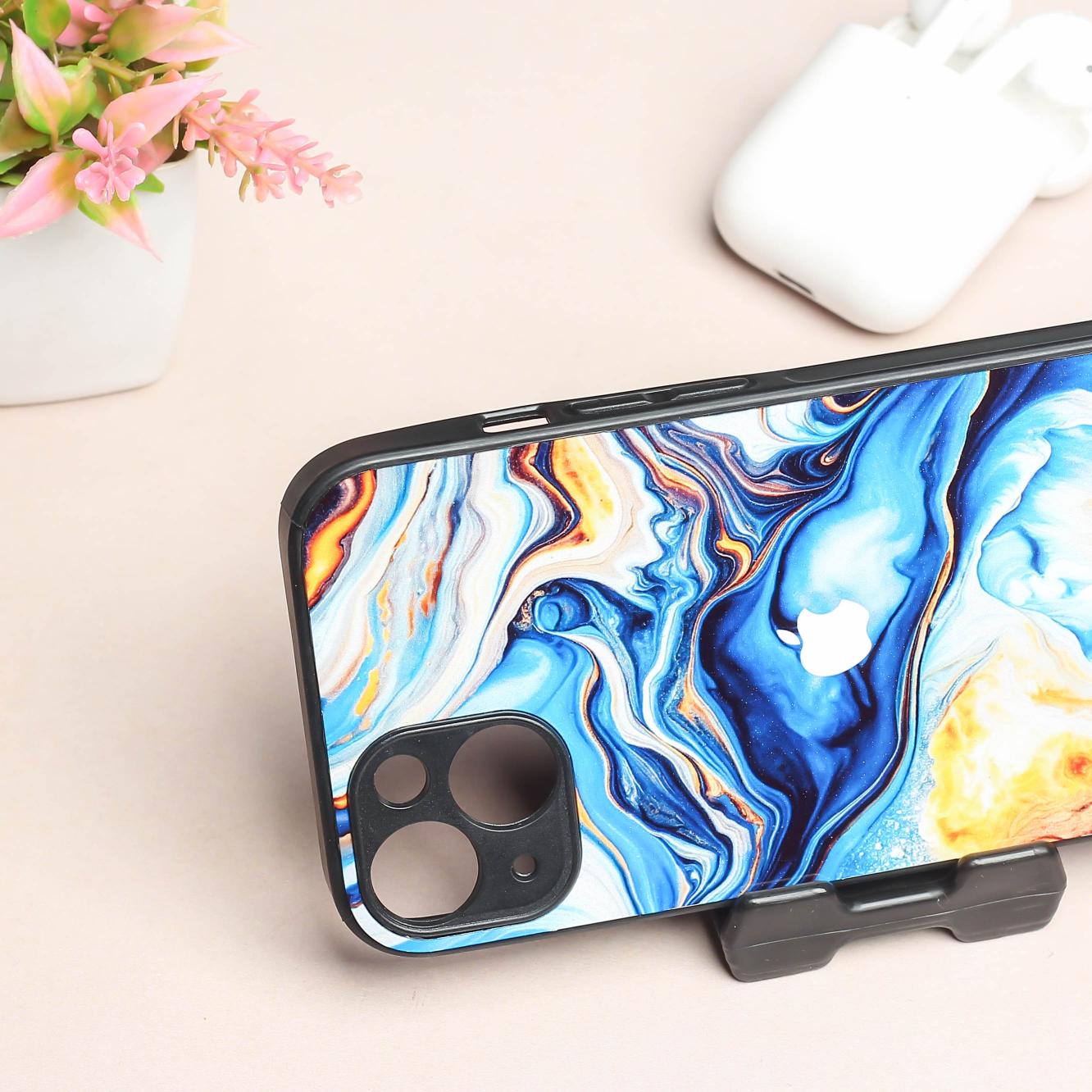 Blue Opulent metal back case for Apple Iphone 15 Plus