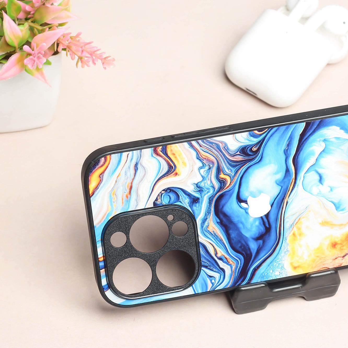 Blue Opulent metal back case for Apple Iphone 15 Pro