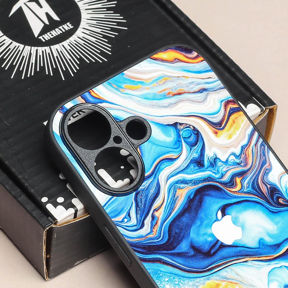 Blue Opulent metal back case for Apple Iphone 16