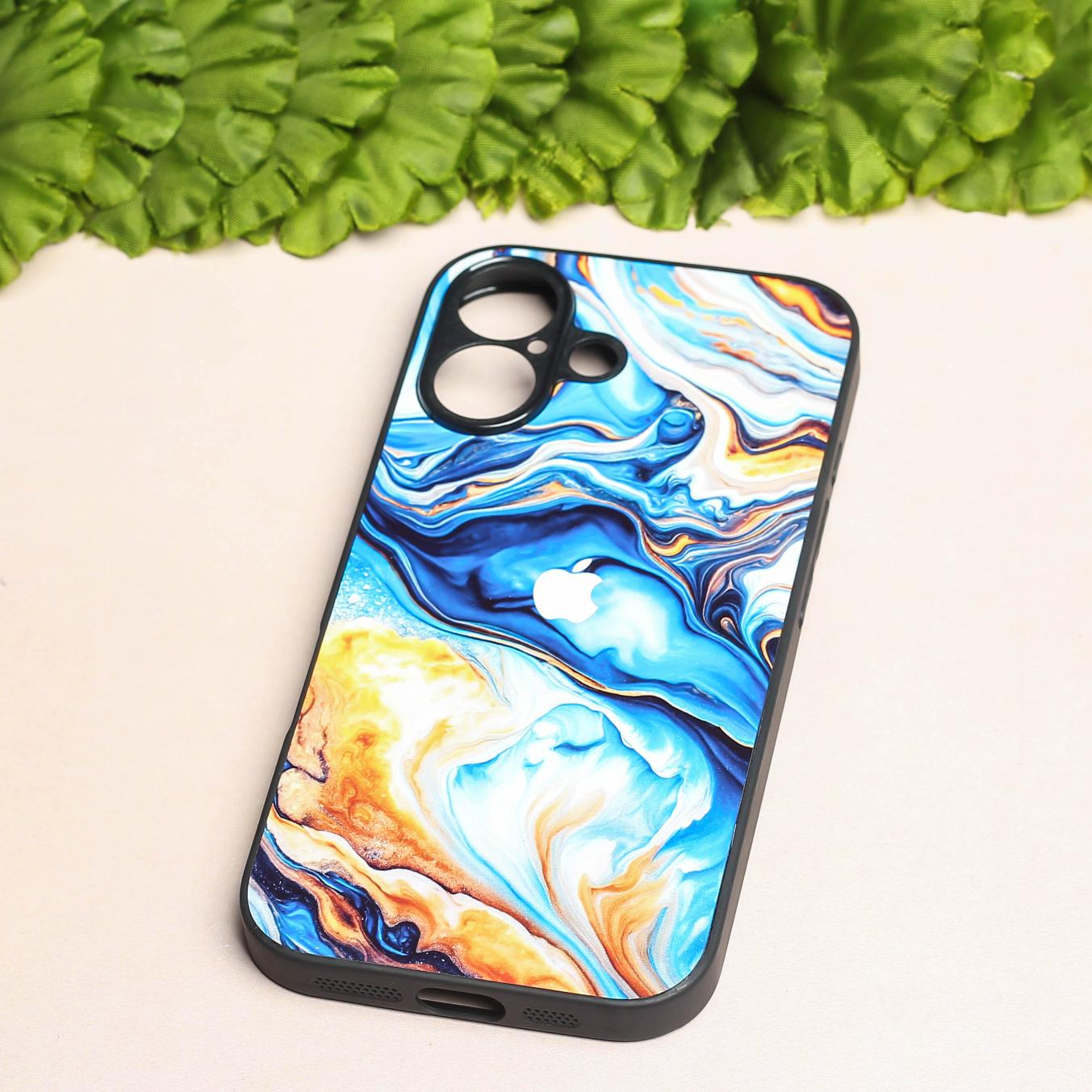 Blue Opulent metal back case for Apple Iphone 16