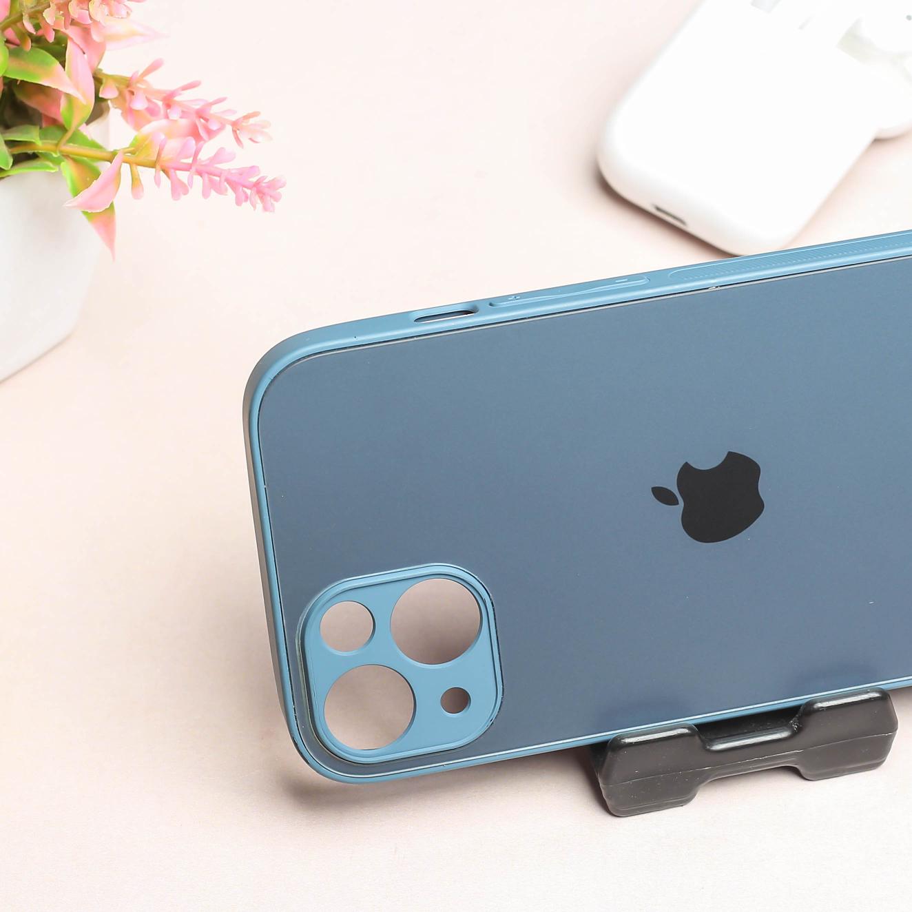 Blue Matte Fiber Silicone case for Apple iphone 13 Mini