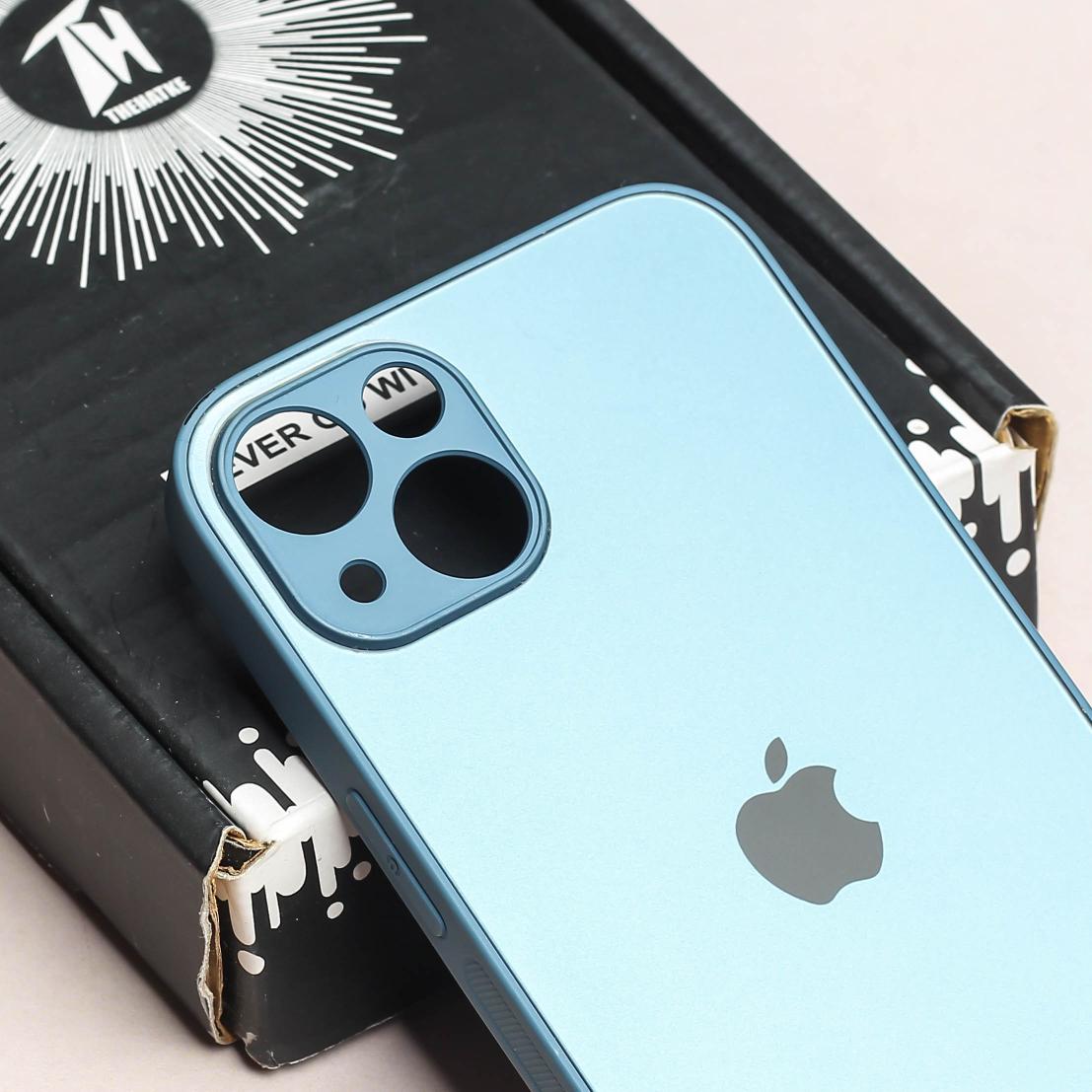 Blue Matte Fiber Silicone case for Apple iphone 13 Mini