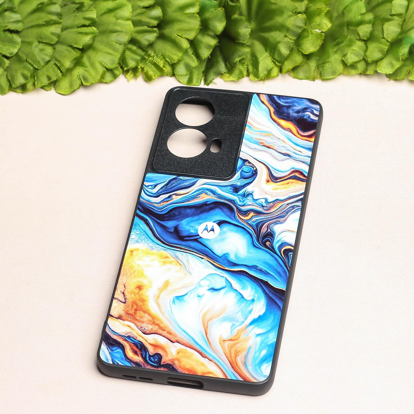 Blue Opulent metal back case for Moto Edge 50 Fusion