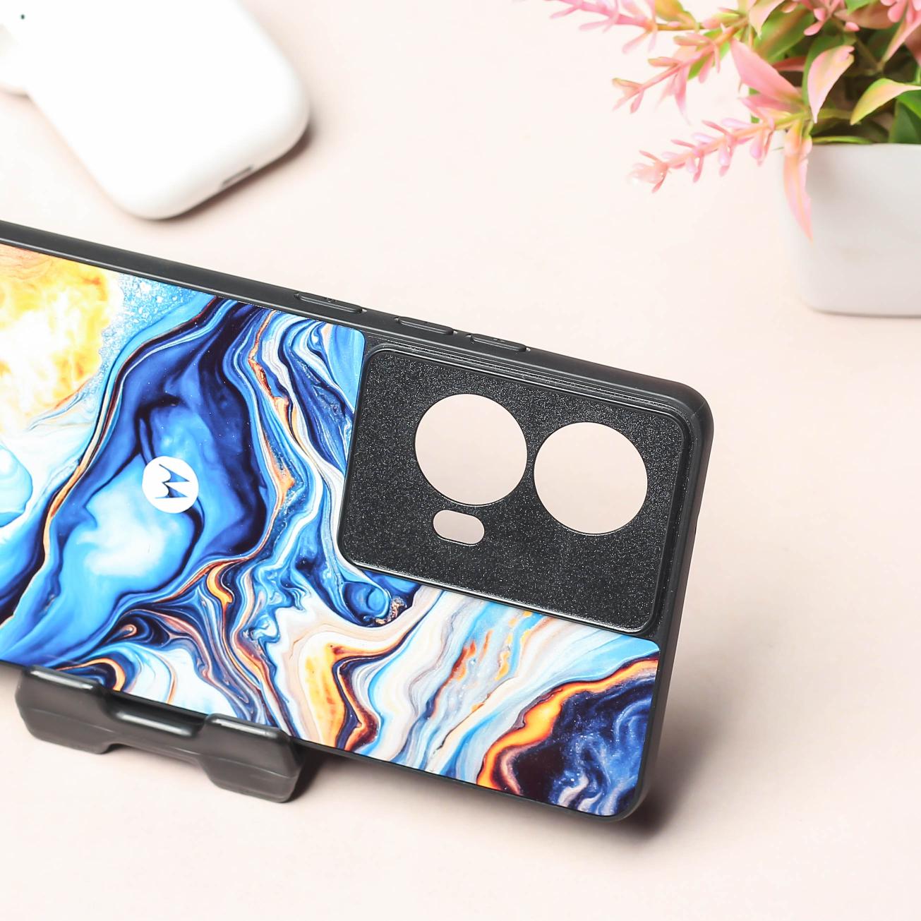 Blue Opulent metal back case for Moto G85