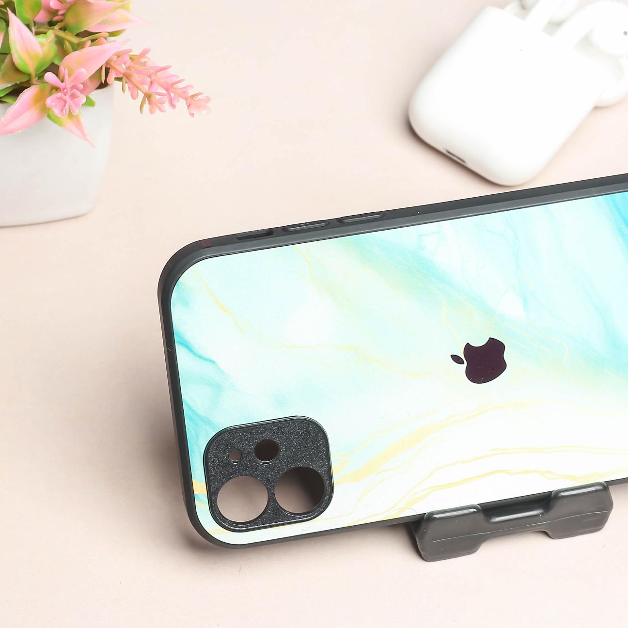 Green Luxe Marble metal back case for Apple Iphone 12