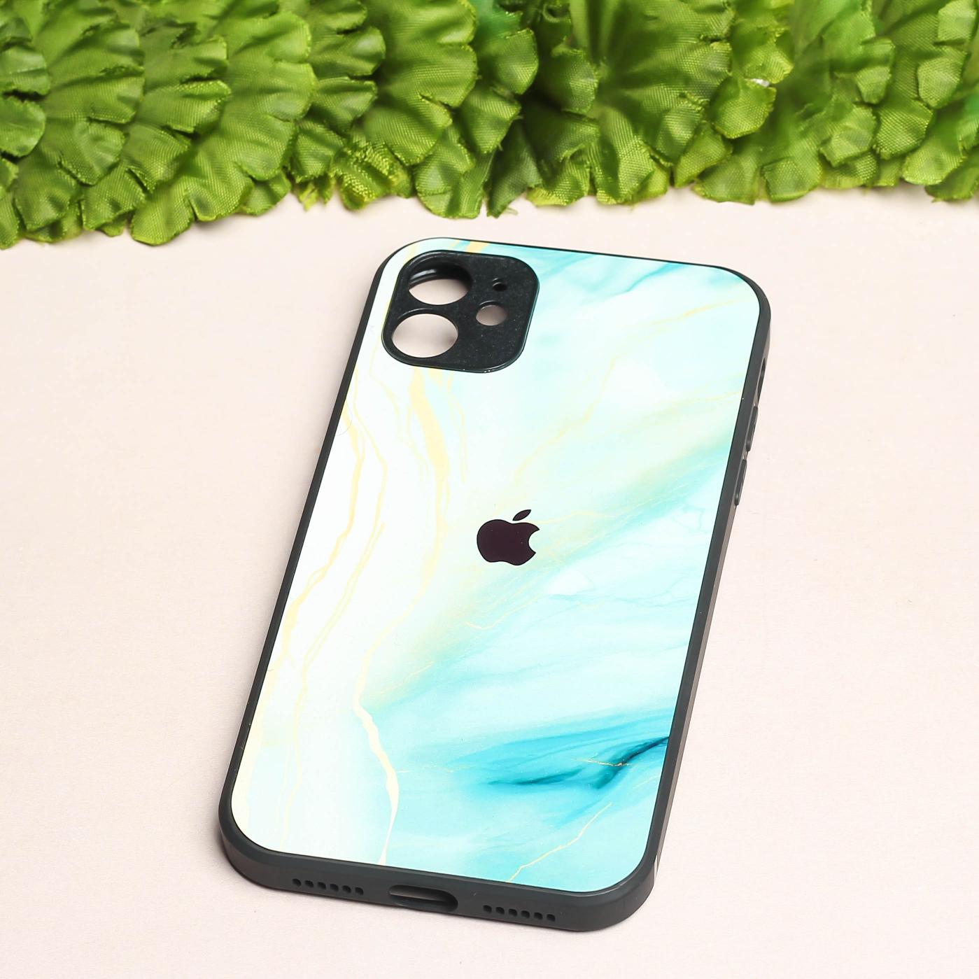 Green Luxe Marble metal back case for Apple Iphone 12
