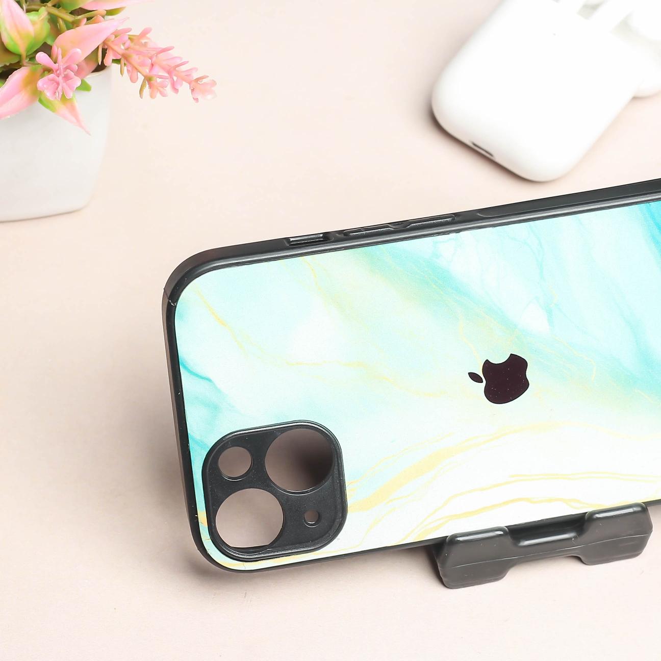 Green Luxe Marble metal back case for Apple Iphone 15 Plus