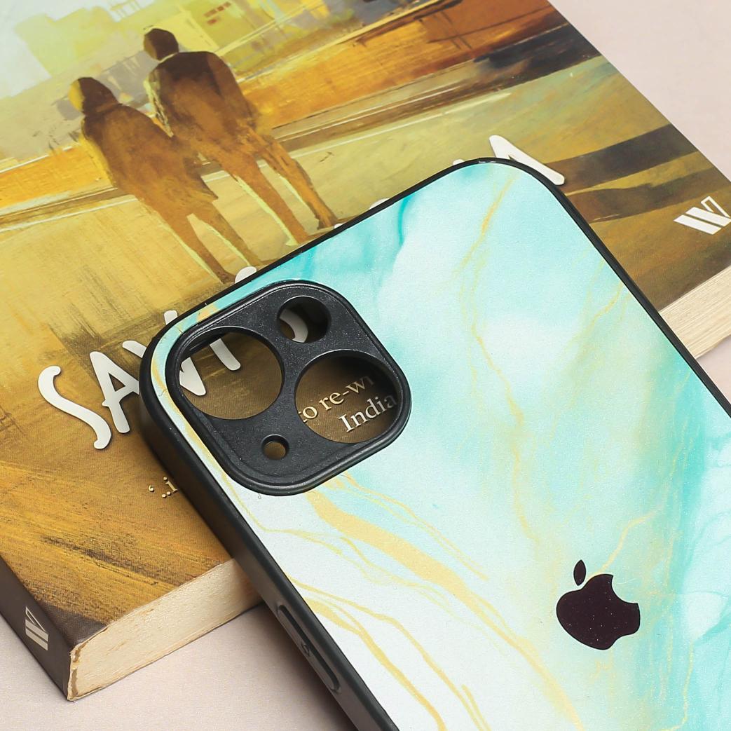 Green Luxe Marble metal back case for Apple Iphone 14 Plus