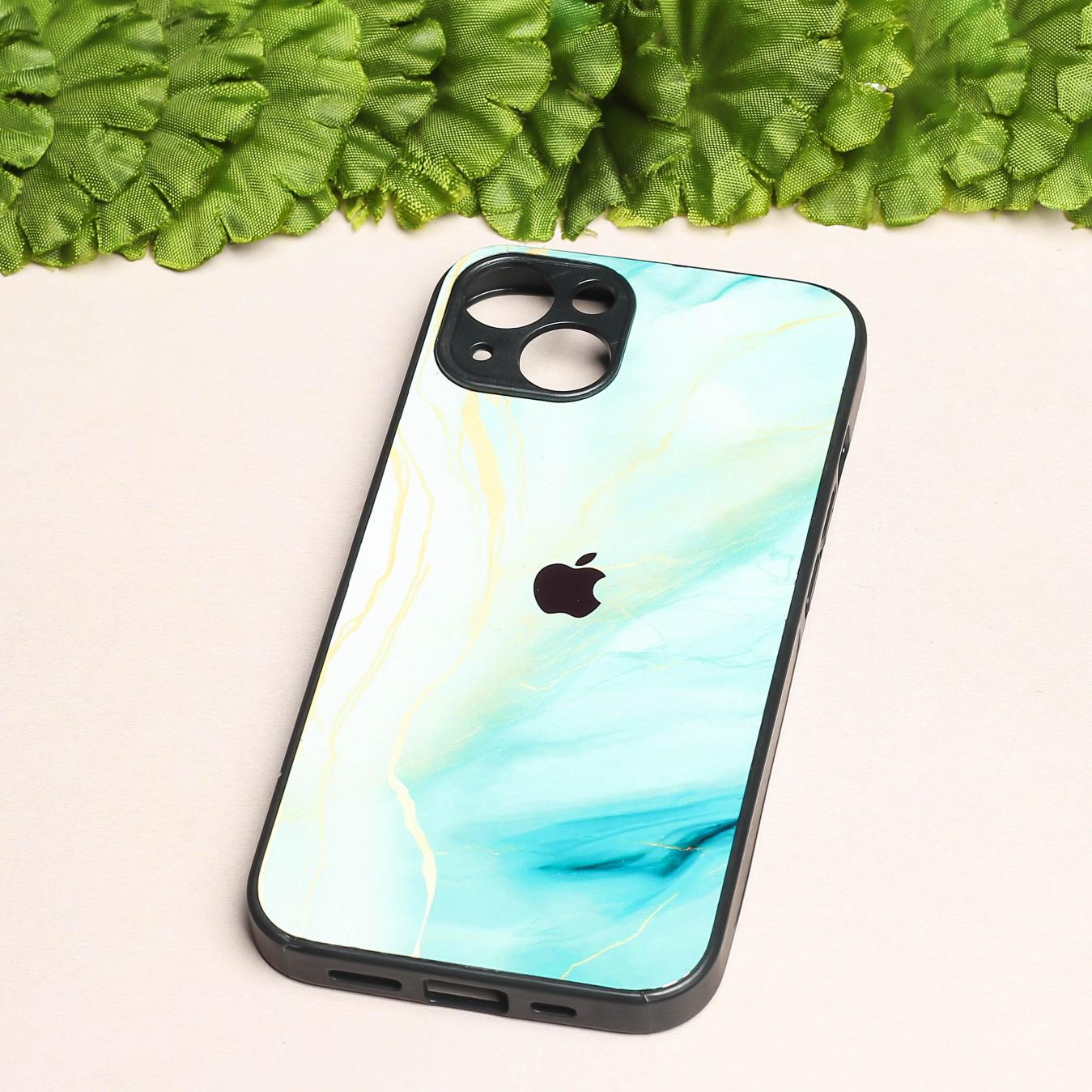 Green Luxe Marble metal back case for Apple Iphone 15