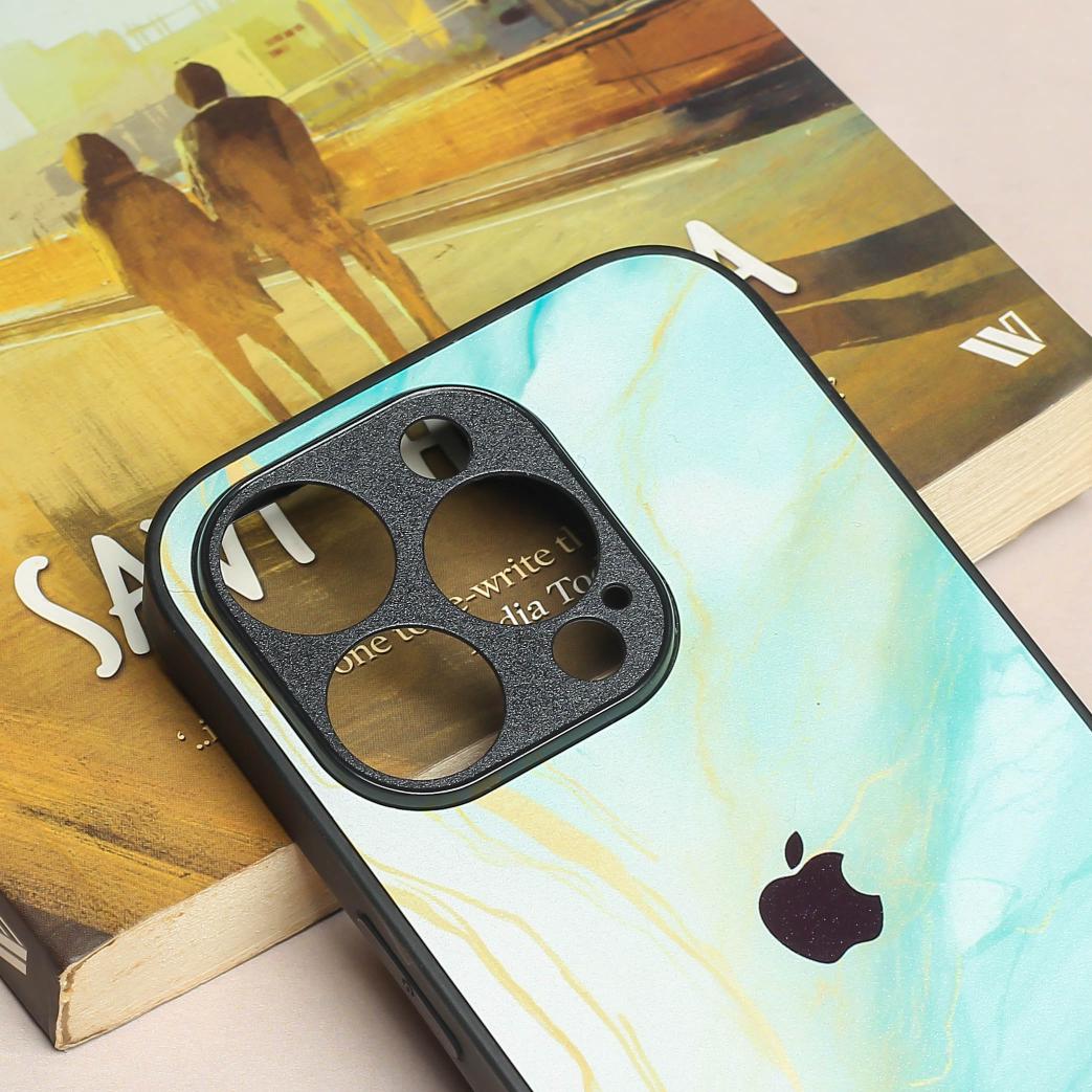 Green Luxe Marble metal back case for Apple Iphone 16 Pro Max