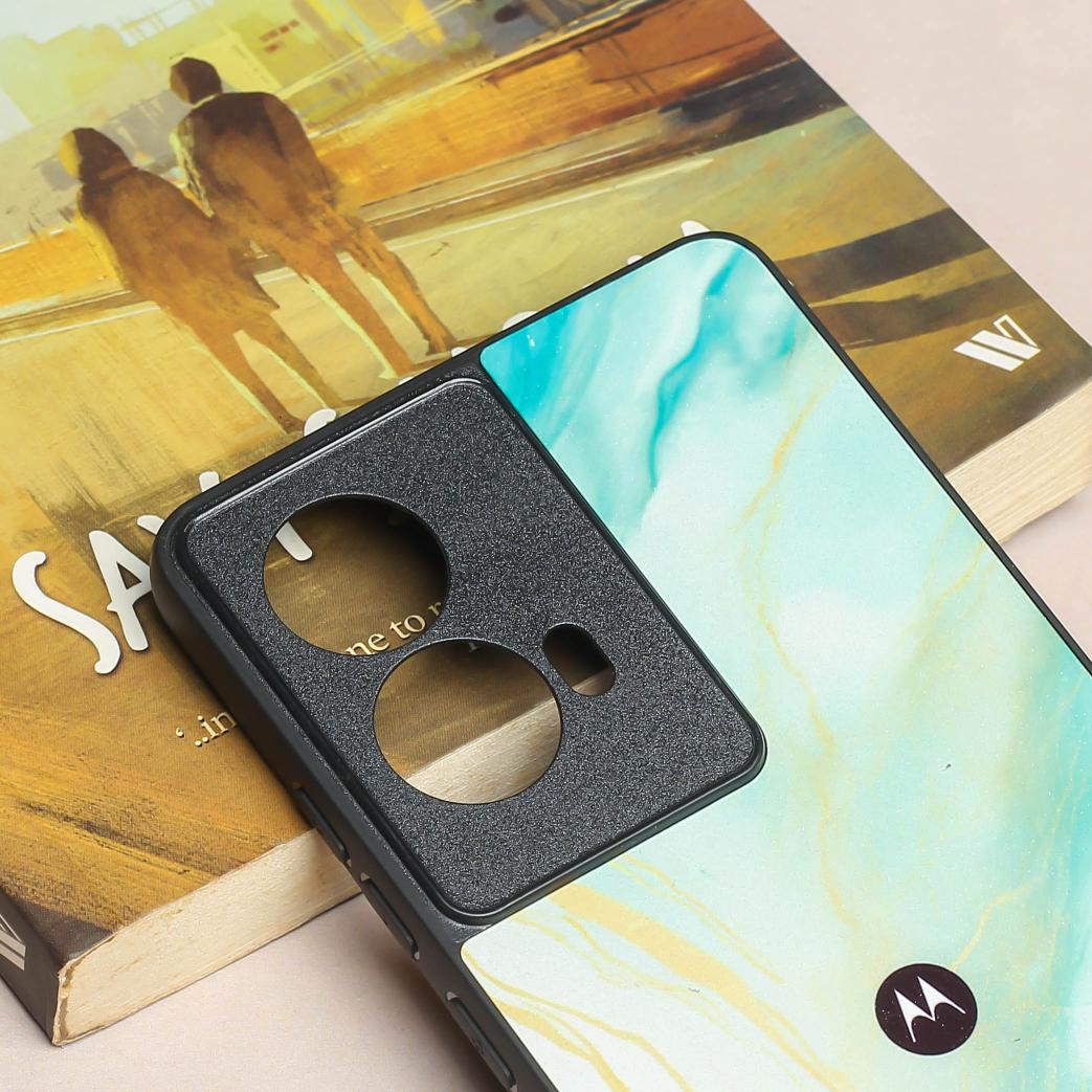 Green Luxe Marble metal back case for Moto Edge 50 Fusion