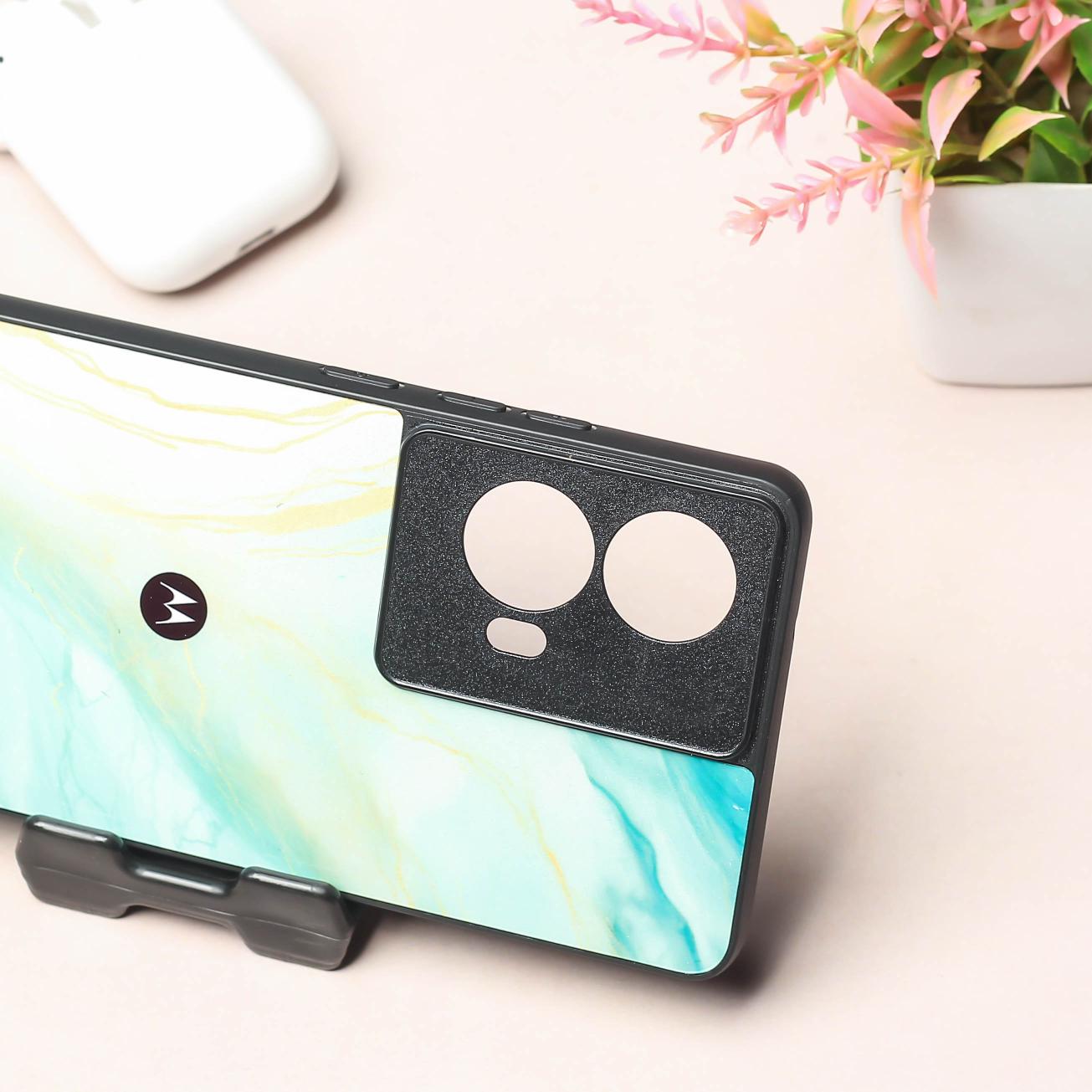 Green Luxe Marble metal back case for Moto Edge 50 Fusion
