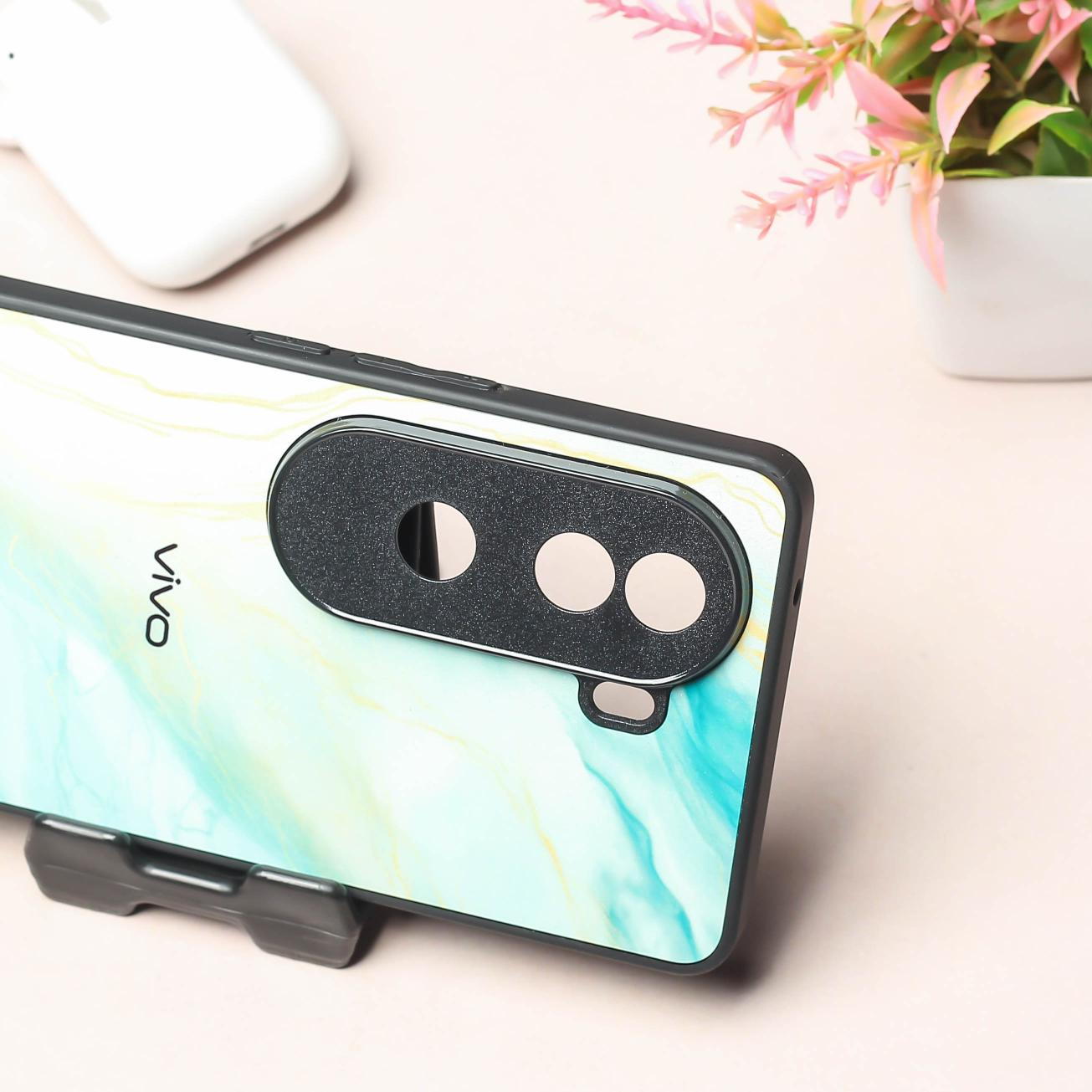 Green Luxe Marble metal back case for Vivo V40e