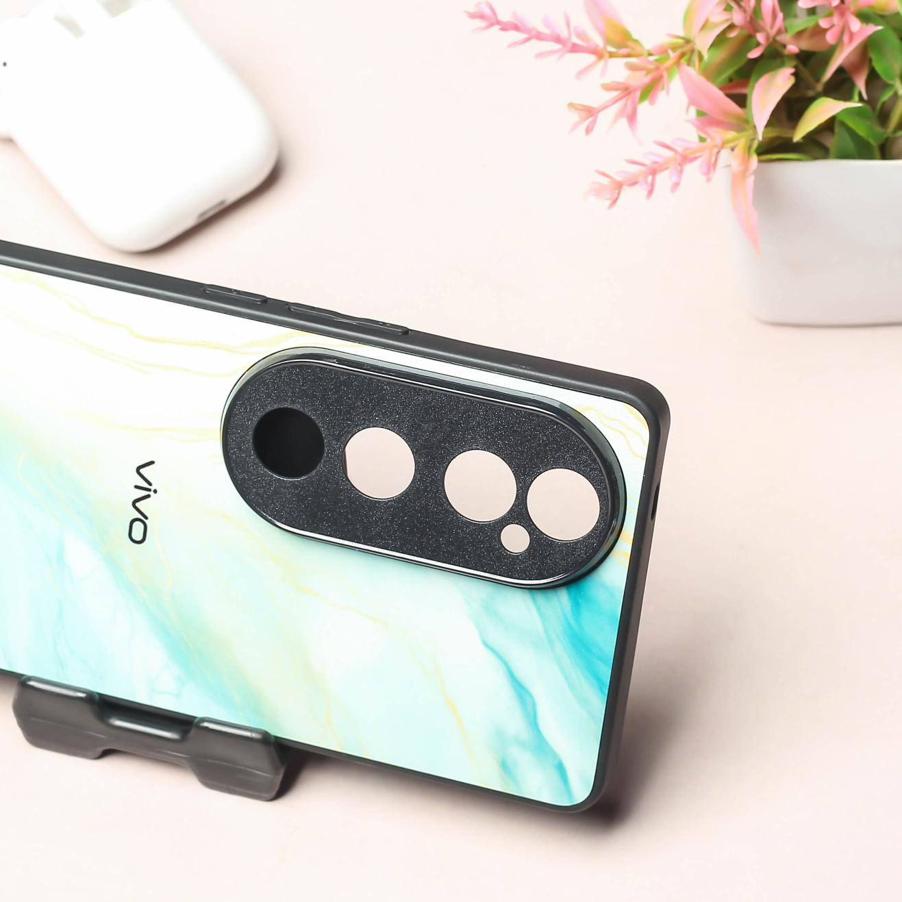 Green Luxe Marble metal back case for Vivo V40