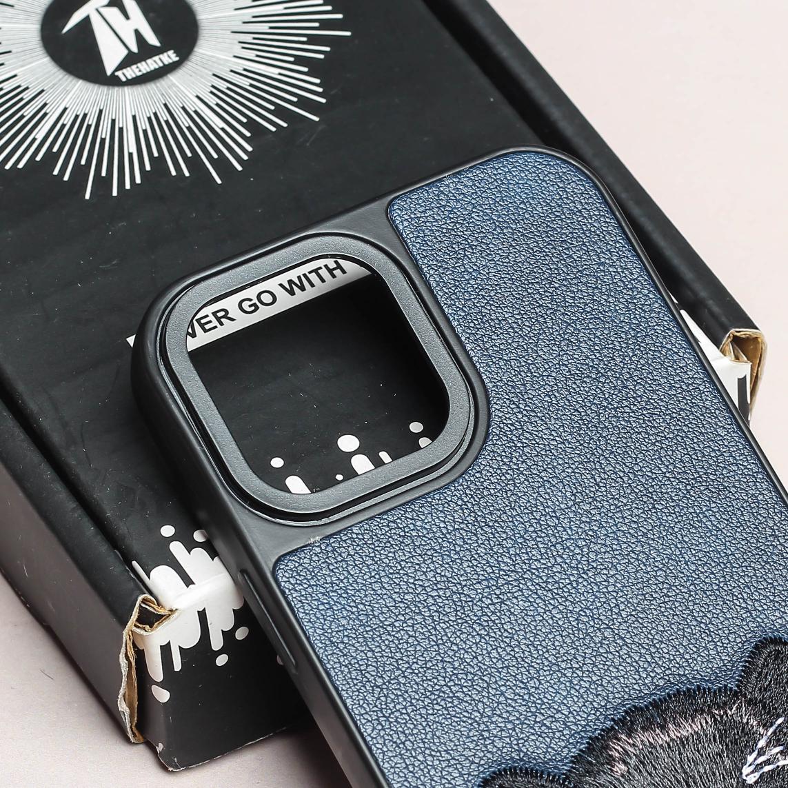 Dark Blue Leather Black Panther Ornamented for Apple Iphone 11 Pro Max