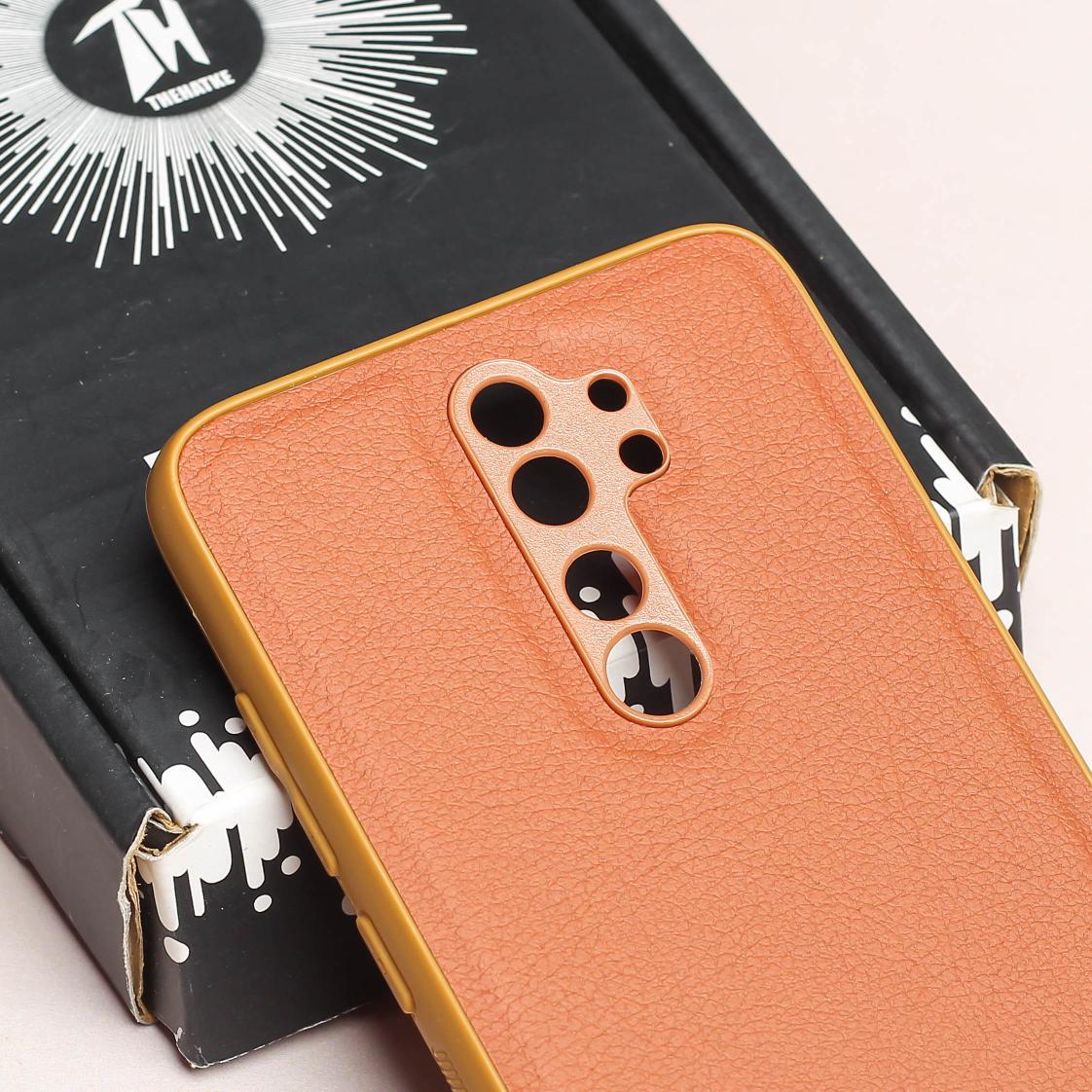 Raised Edges Brown Leather Case for Redmi Note 8 Pro