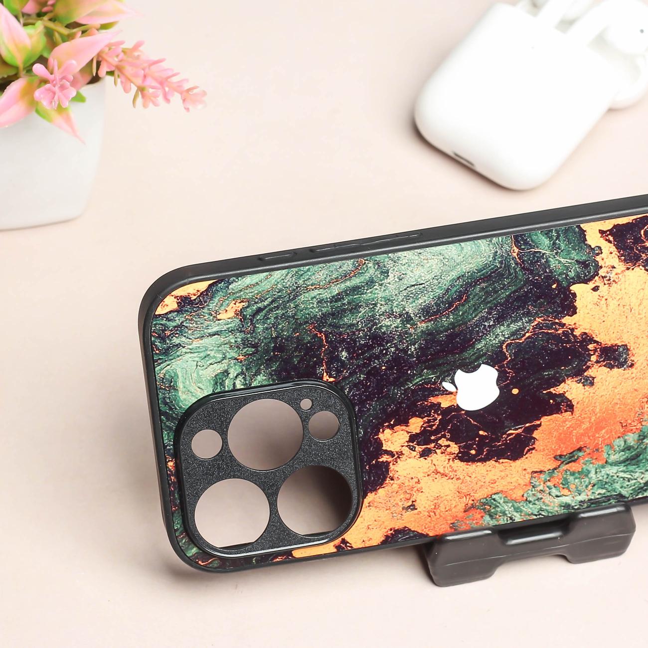 Green Golden elegance marble metal back case for Apple Iphone 16 Pro Max