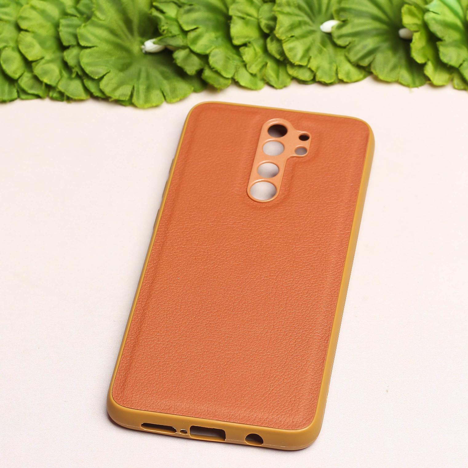 Raised Edges Brown Leather Case for Redmi Note 8 Pro