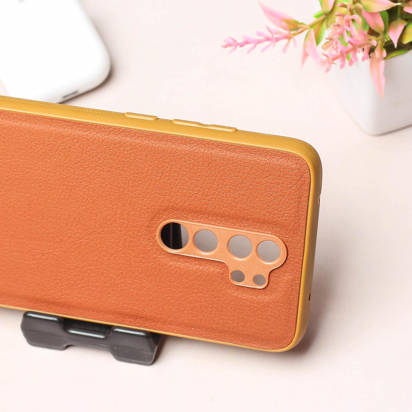 Raised Edges Brown Leather Case for Redmi Note 8 Pro