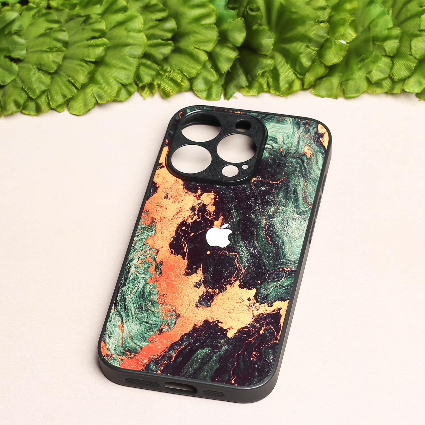 Green Golden elegance marble metal back case for Apple Iphone 16 Pro Max