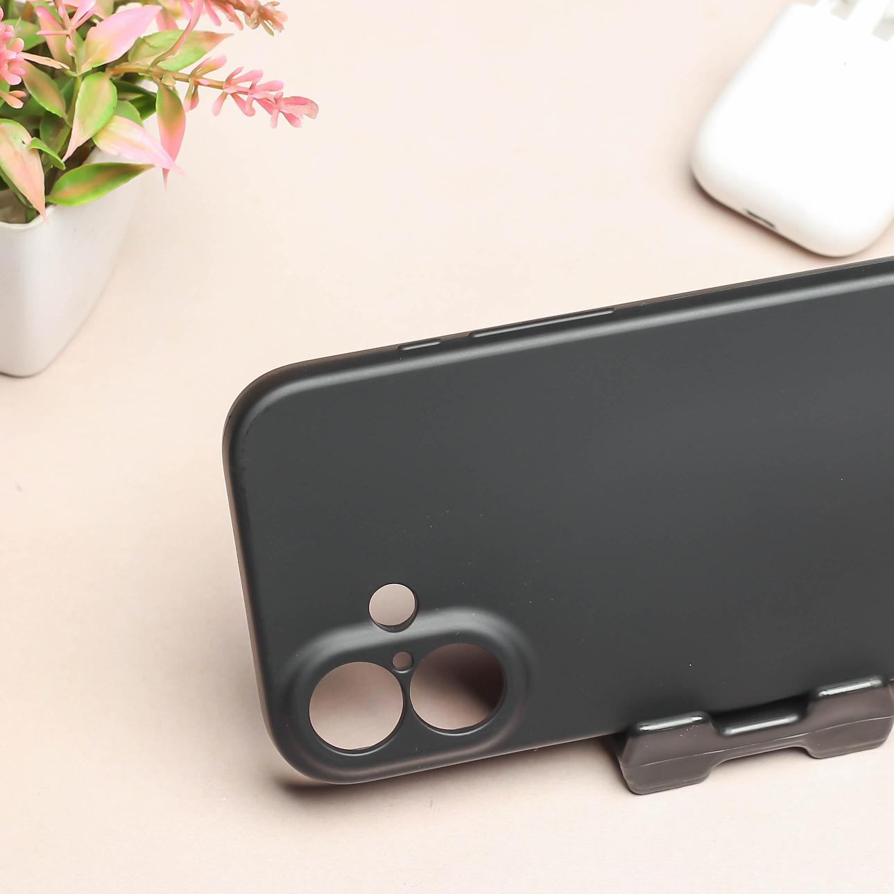 Black Original Camera Safe Silicone case for Apple iphone 16