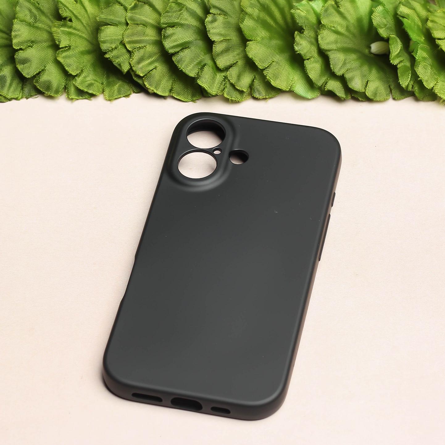 Black Original Camera Safe Silicone case for Apple iphone 16